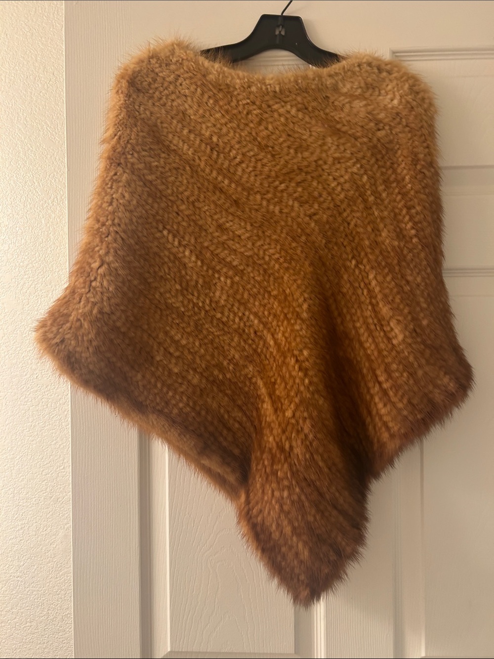Nordstrom Mink woven Knit Poncho in Cognac